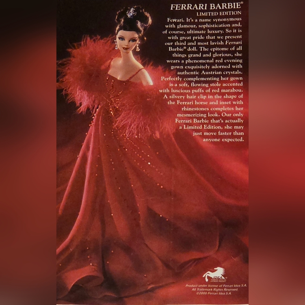 Ferrari Barbie Doll in Red Gown LE 2000 Red Dress NRFB